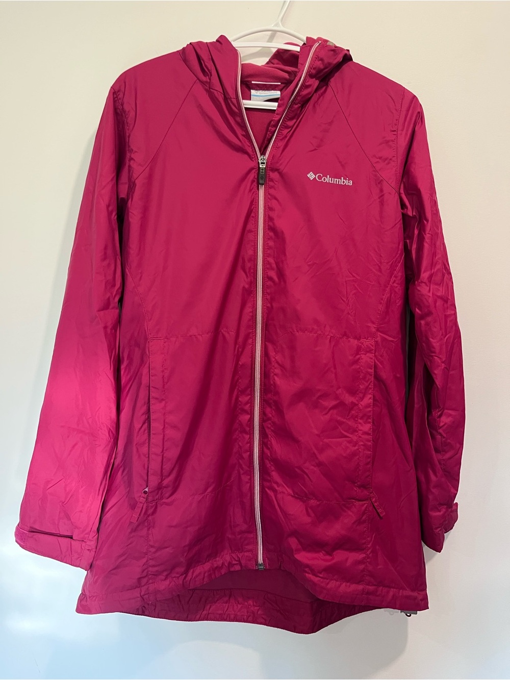Columbia Women's M Switchback Lined Long Jacket Raspberry Pink Water Resistant